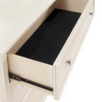 White Finish Beige Linen Drawer Face Dresser