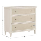 White Finish Beige Linen Drawer Face Dresser