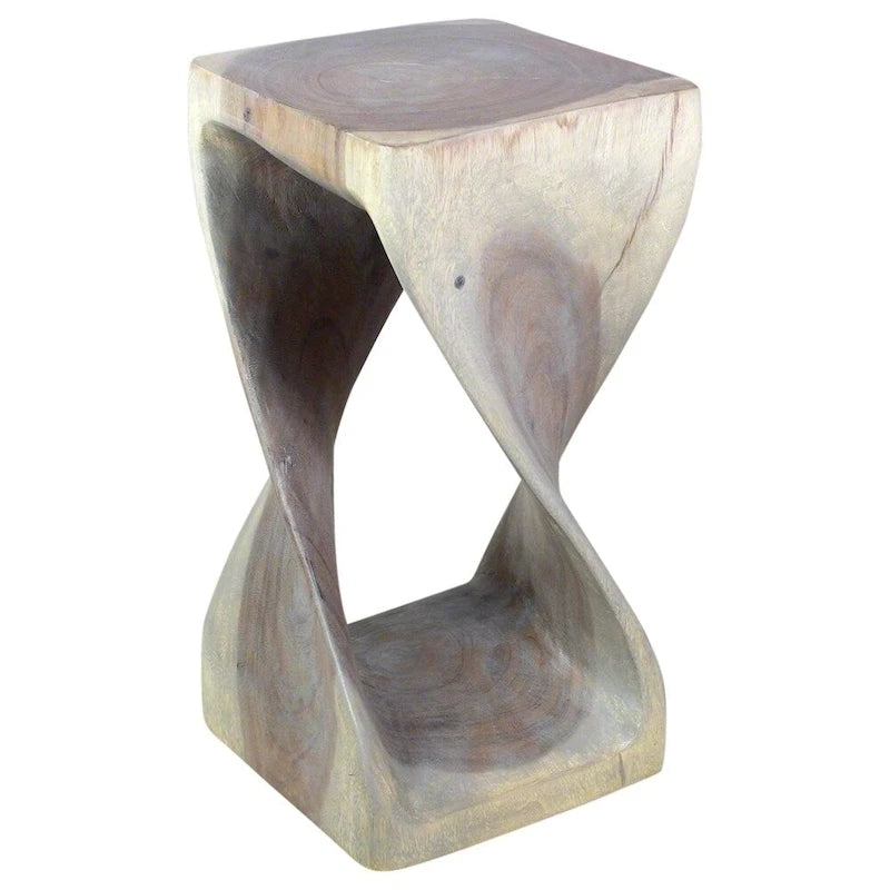 Original Wood Twist Stool 12 X 12 X 23 In High Grey Oil - 12 x 12 x 23
