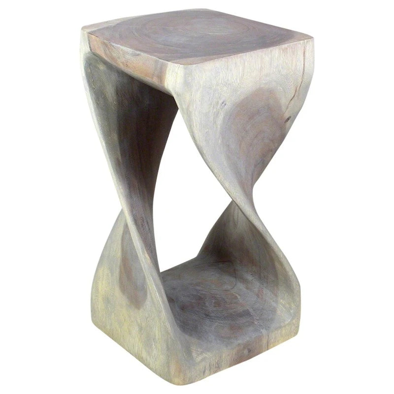 Original Wood Twist Stool 12 X 12 X 23 In High Grey Oil - 12 x 12 x 23