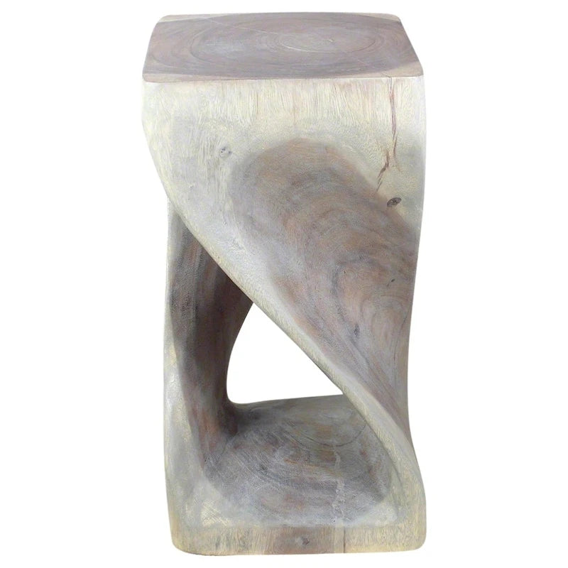 Original Wood Twist Stool 12 X 12 X 23 In High Grey Oil - 12 x 12 x 23