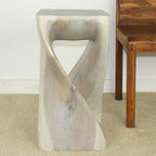 Original Wood Twist Stool 12 X 12 X 23 In High Grey Oil - 12 x 12 x 23