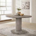 The Gray Barn Spring Mount Wood Pedestal Dining Table in Reclaimed Grey