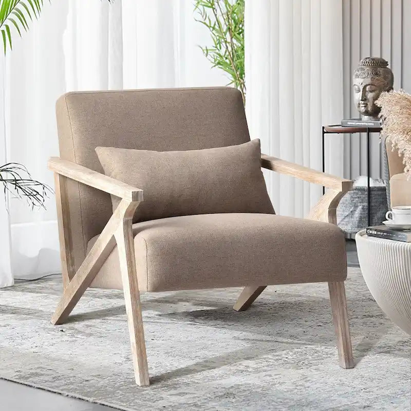 Accent Armchair Solid Hardwood Upholstered
