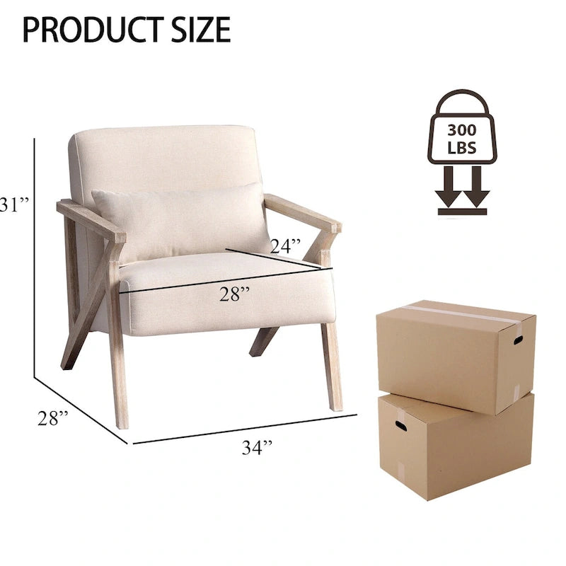 Accent Armchair Solid Hardwood Upholstered