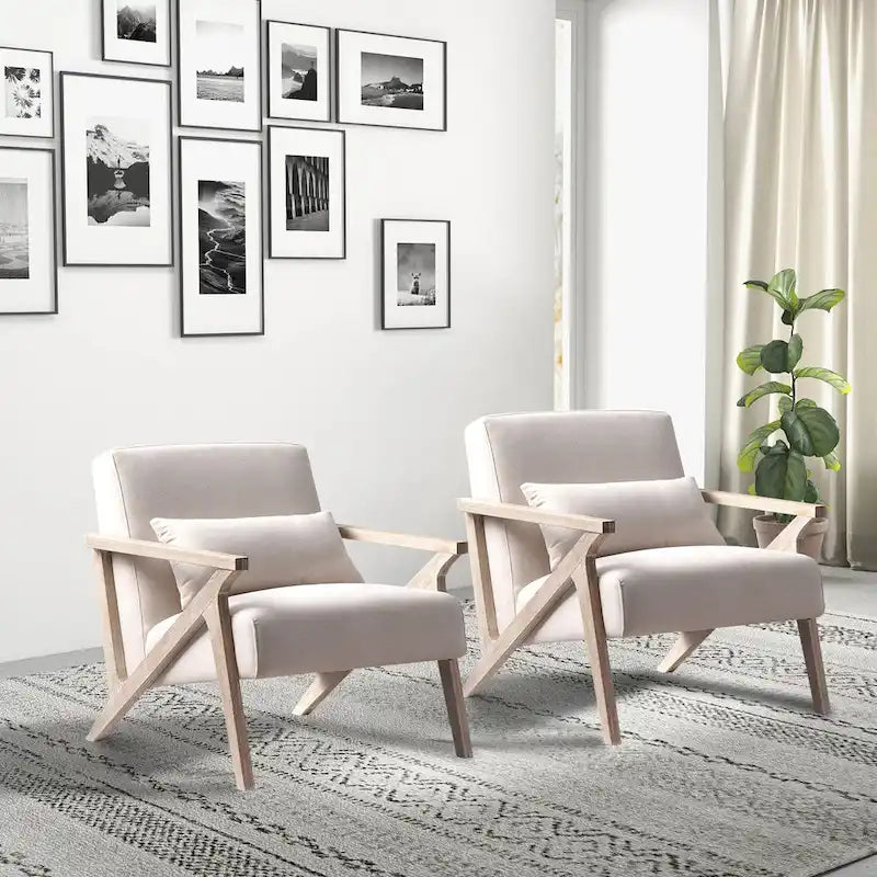 Accent Armchair Solid Hardwood Upholstered