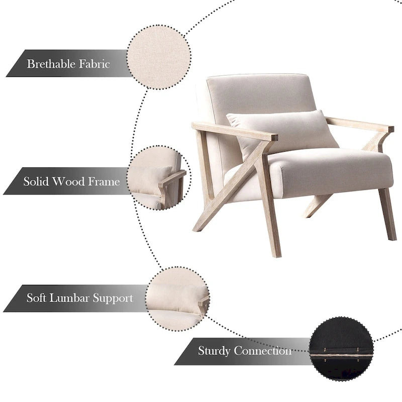 Accent Armchair Solid Hardwood Upholstered