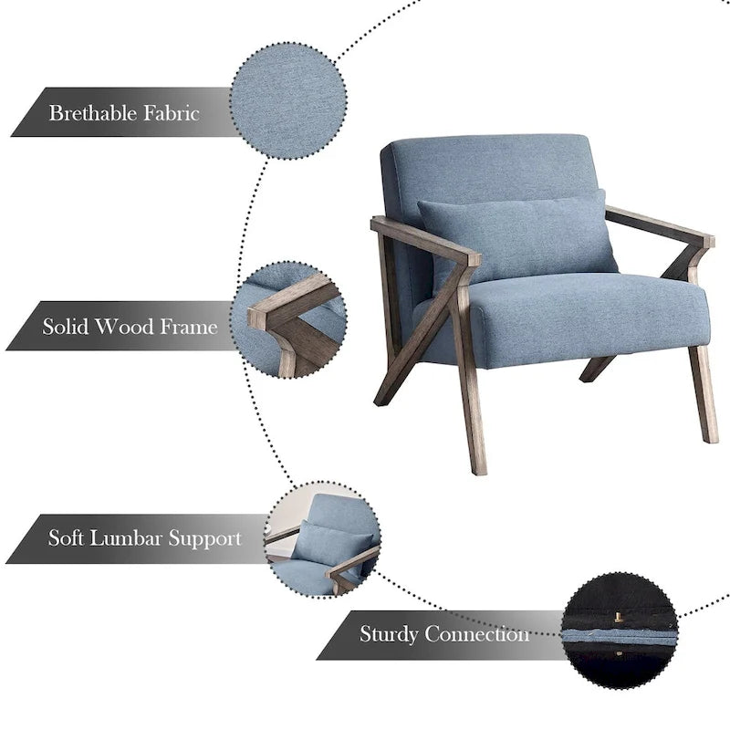 Accent Armchair Solid Hardwood Upholstered