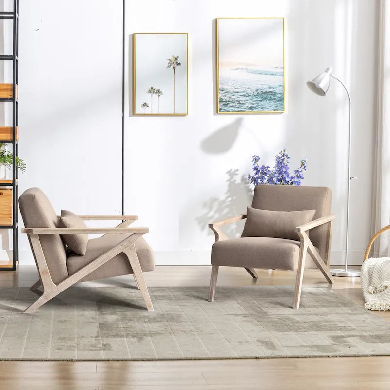 Accent Armchair Solid Hardwood Upholstered