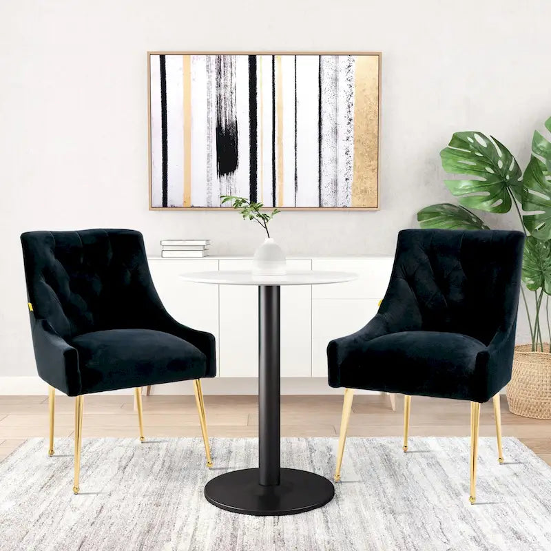 Tufted Velvet Upholstered Accent Dining Chairs Side Chairs (Set of 2)