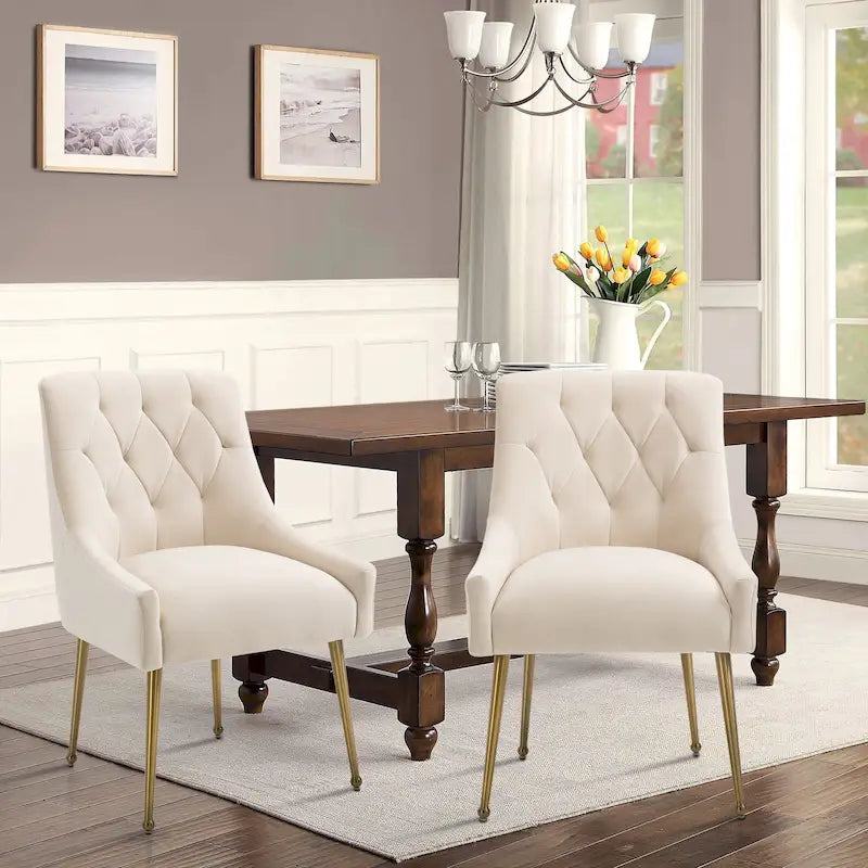 Tufted Velvet Upholstered Accent Dining Chairs Side Chairs (Set of 2)