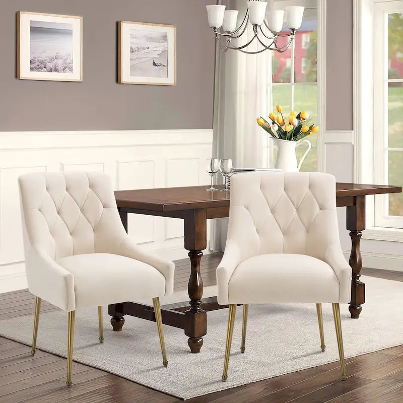 Tufted Velvet Upholstered Accent Dining Chairs Side Chairs (Set of 2)