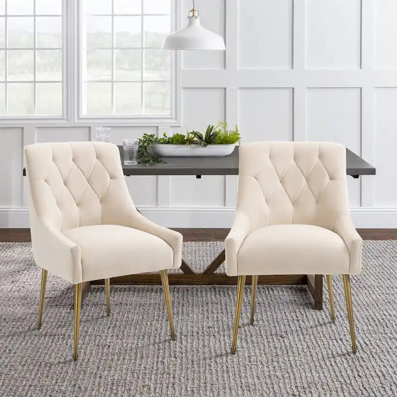 Tufted Velvet Upholstered Accent Dining Chairs Side Chairs (Set of 2)
