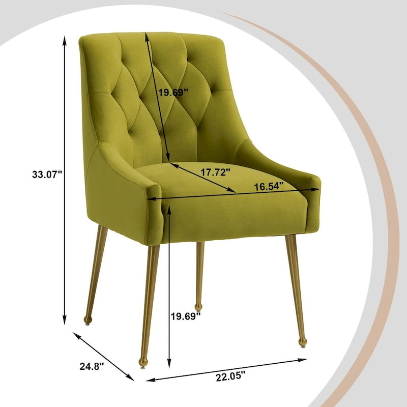 Tufted Velvet Upholstered Accent Dining Chairs Side Chairs (Set of 2)