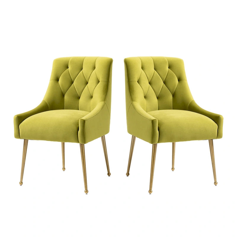 Tufted Velvet Upholstered Accent Dining Chairs Side Chairs (Set of 2)