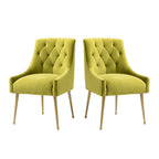 Tufted Velvet Upholstered Accent Dining Chairs Side Chairs (Set of 2)