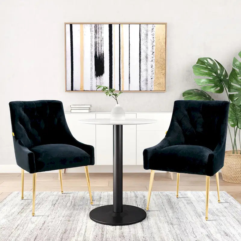 Tufted Velvet Upholstered Accent Dining Chairs Side Chairs (Set of 2)