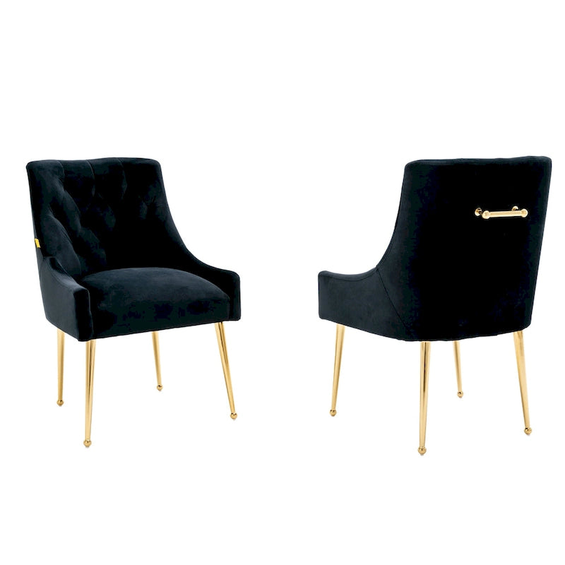 Tufted Velvet Upholstered Accent Dining Chairs Side Chairs (Set of 2)