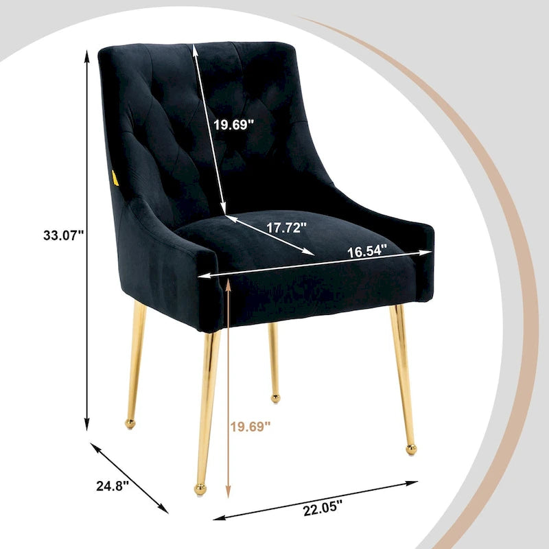 Tufted Velvet Upholstered Accent Dining Chairs Side Chairs (Set of 2)