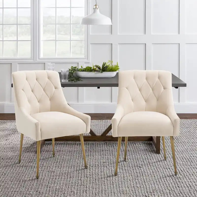 Tufted Velvet Upholstered Accent Dining Chairs Side Chairs (Set of 2)