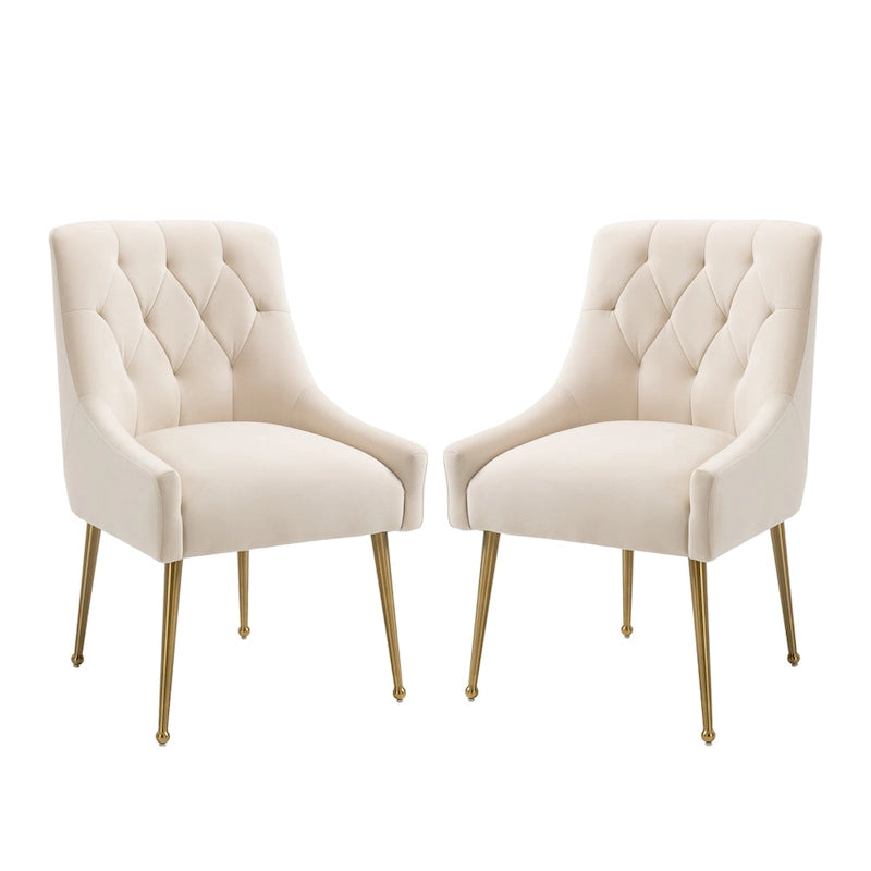 Tufted Velvet Upholstered Accent Dining Chairs Side Chairs (Set of 2)