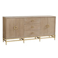 Augusta Credenza - Four Door Three Drawer Unit - Weathered Oak Finish