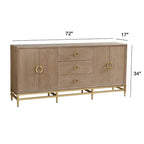 Augusta Credenza - Four Door Three Drawer Unit - Weathered Oak Finish