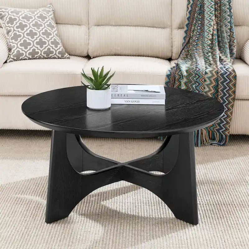 36 Round Wooden Coffee Table for Living Room