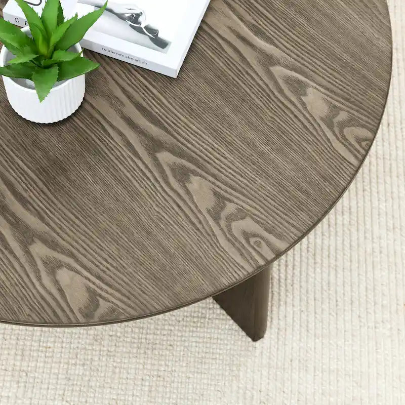 36 Round Wooden Coffee Table for Living Room