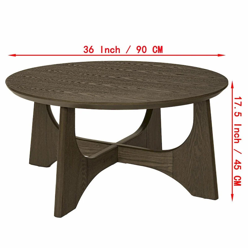 36 Round Wooden Coffee Table for Living Room