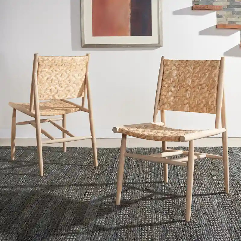 Nadine Coastal Rattan Dining Room Chair (Set of 2) - 24.8 x 19.6 L x 15.7 H - 25Wx20Dx35H