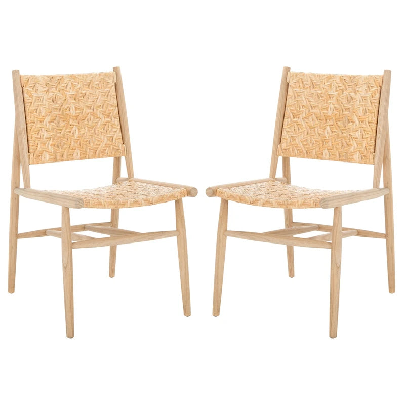 Nadine Coastal Rattan Dining Room Chair (Set of 2) - 24.8 x 19.6 L x 15.7 H - 25Wx20Dx35H