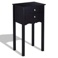 Side Table End Accent Table with 2 Drawers-Black - 16.0 x 13.0 x 30.0 (L x W x H)