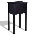 Side Table End Accent Table with 2 Drawers-Black - 16.0 x 13.0 x 30.0 (L x W x H)