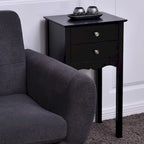 Side Table End Accent Table with 2 Drawers-Black - 16.0 x 13.0 x 30.0 (L x W x H)