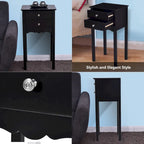 Side Table End Accent Table with 2 Drawers-Black - 16.0 x 13.0 x 30.0 (L x W x H)