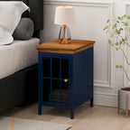 Nightstand with Storage Cabinet & Solid Wood Tabletop, 1PC/ 2PCS