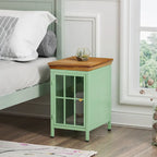 Nightstand with Storage Cabinet & Solid Wood Tabletop, 1PC/ 2PCS