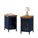 Nightstand with Storage Cabinet & Solid Wood Tabletop, 1PC/ 2PCS