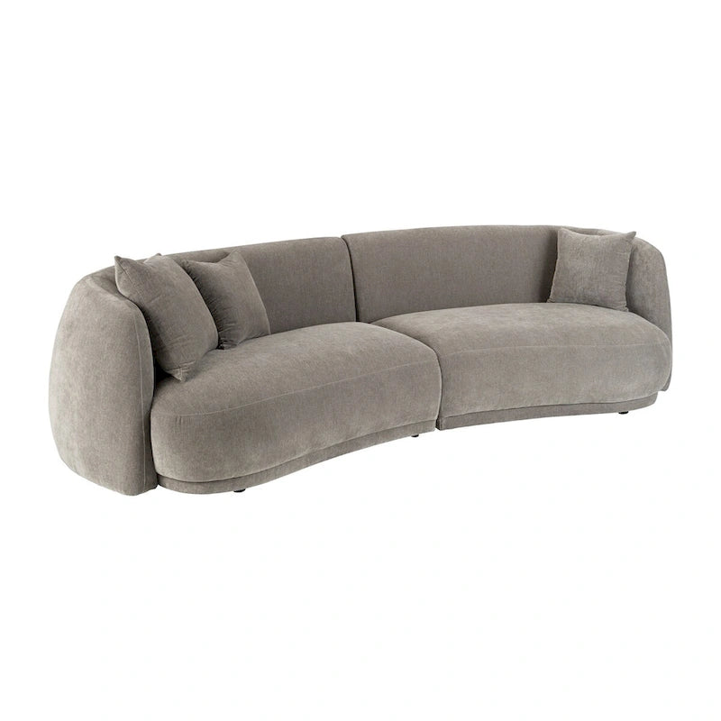 Neutral Modern 4 Seat Rectangle Curved Sofa - 117 x 49 x 31