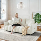 Ouyessir Overstuffed Upholstered Deep Seat Soft Fabric Sofa with 3 Pillows