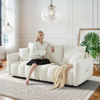 Ouyessir Overstuffed Upholstered Deep Seat Soft Fabric Sofa with 3 Pillows