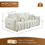 Ouyessir Overstuffed Upholstered Deep Seat Soft Fabric Sofa with 3 Pillows