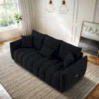 Ouyessir Overstuffed Upholstered Deep Seat Soft Fabric Sofa with 3 Pillows