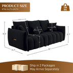 Ouyessir Overstuffed Upholstered Deep Seat Soft Fabric Sofa with 3 Pillows