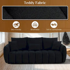 Ouyessir Overstuffed Upholstered Deep Seat Soft Fabric Sofa with 3 Pillows