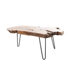 Wood Handmade Live Edge Top Coffee Table with Black Metal Hairpin Legs - Brown - Roche River Decor