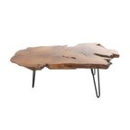 Wood Handmade Live Edge Top Coffee Table with Black Metal Hairpin Legs - Brown - Roche River Decor