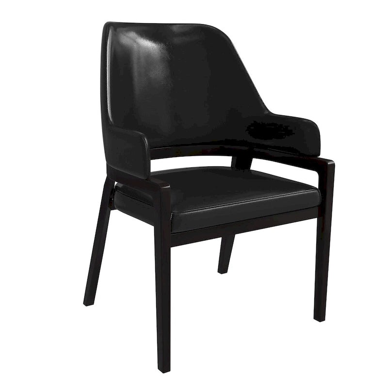 Ethora Leather Dining Chair with Curved Open Back and Rubberwood Legs