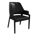 Ethora Leather Dining Chair with Curved Open Back and Rubberwood Legs